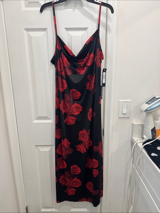 bebe Dresses & Skirts - bebe Black Dress with Red Floral Accent